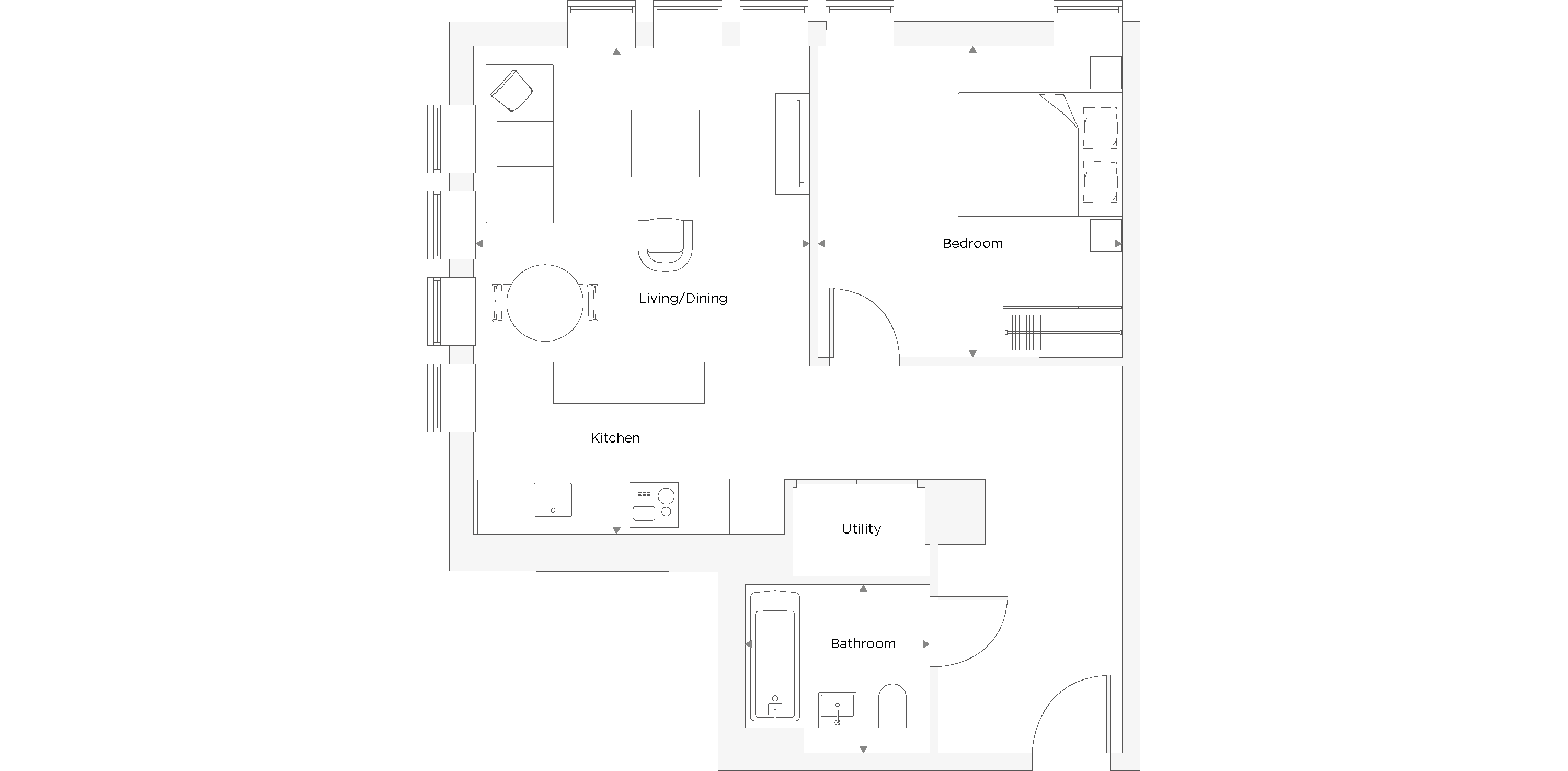 One Bedroom Apartment C.1.02 Floor Plan