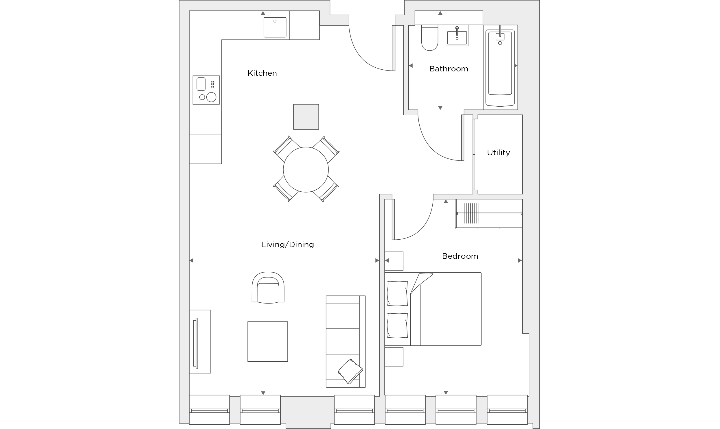 One Bedroom Apartment B.4.14 Floor Plan
