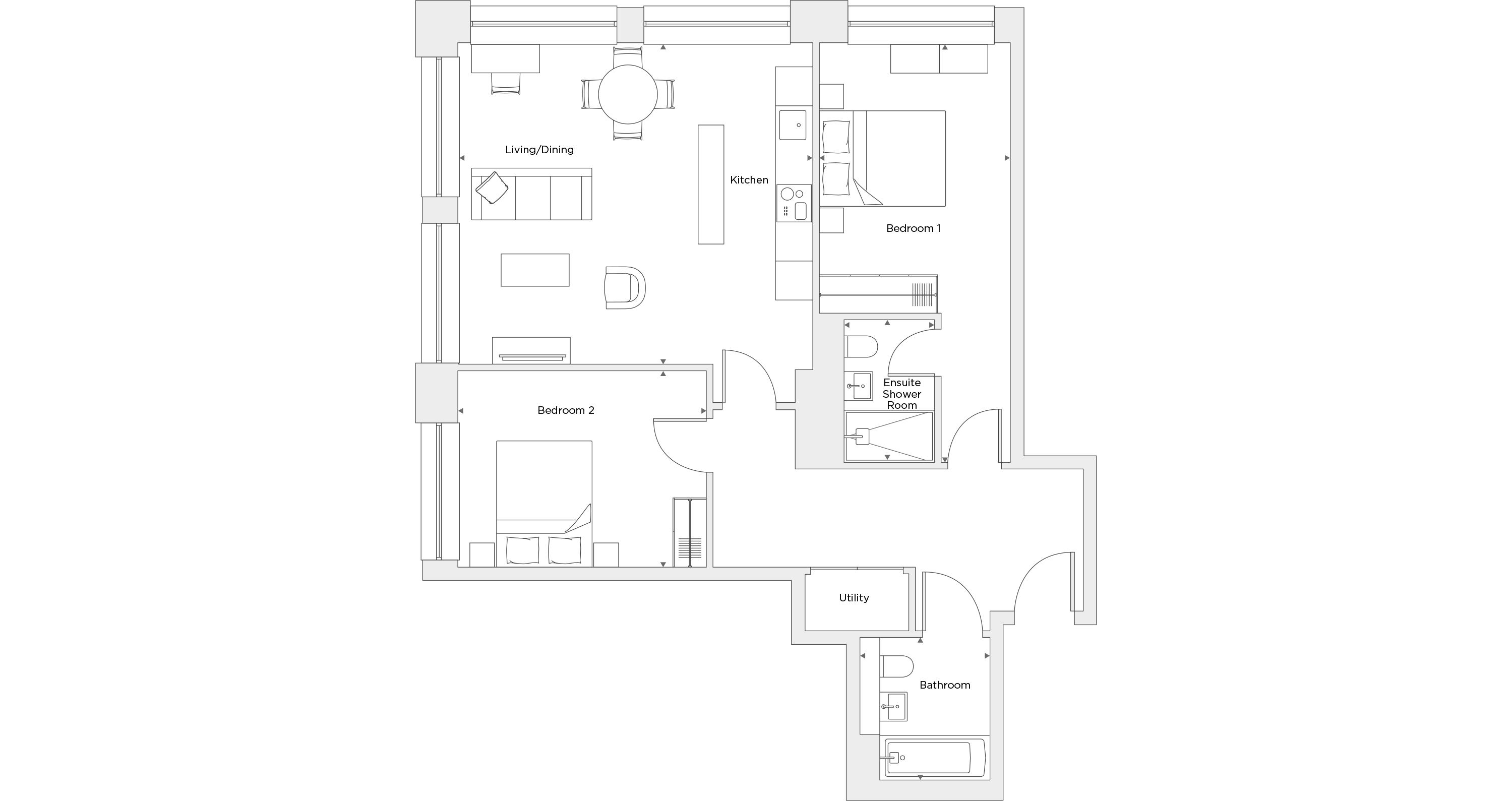 Two Bedroom Apartment A.1.12 Floor Plan