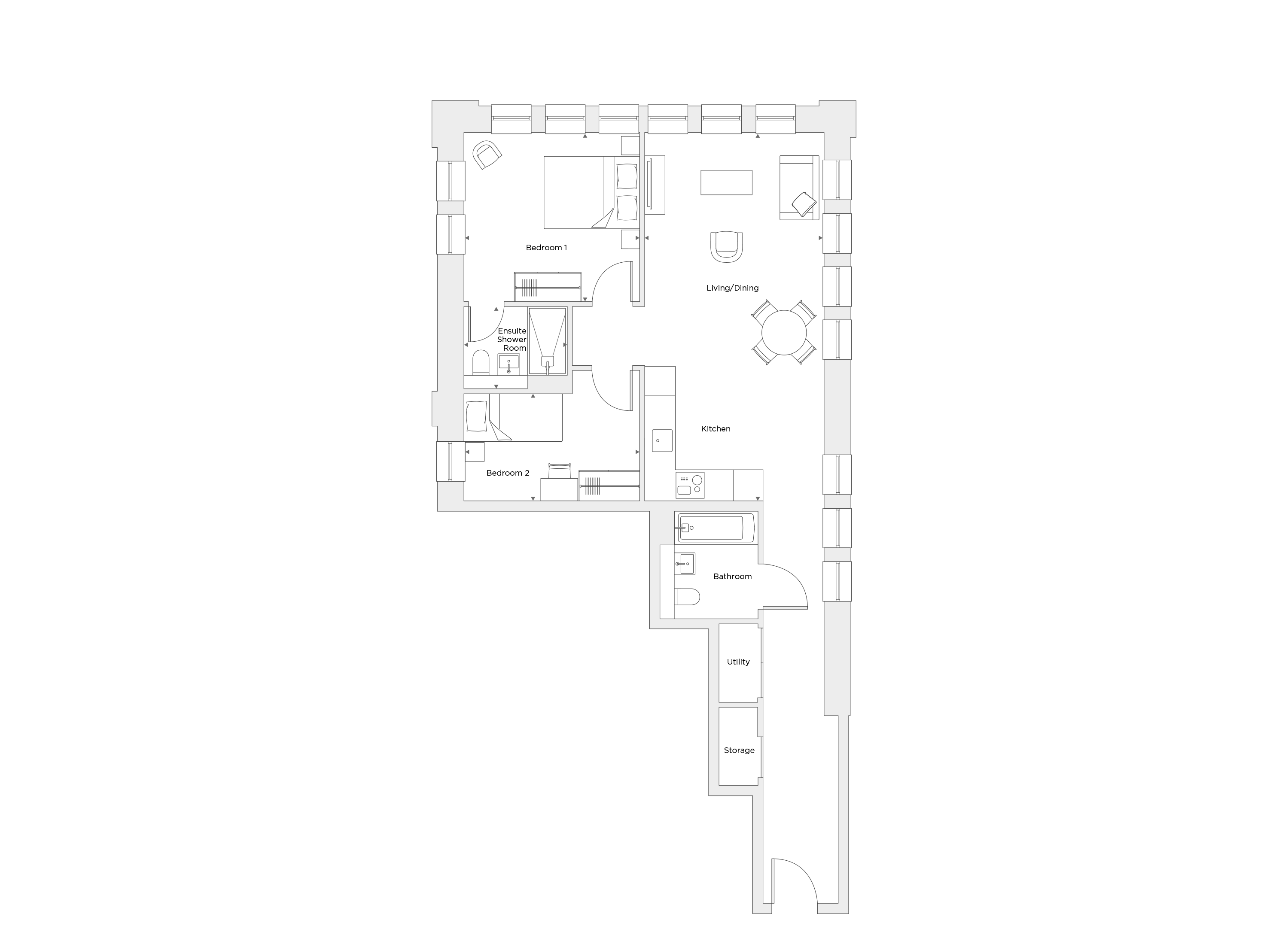Two Bedroom Apartment A.3.08 Floor Plan