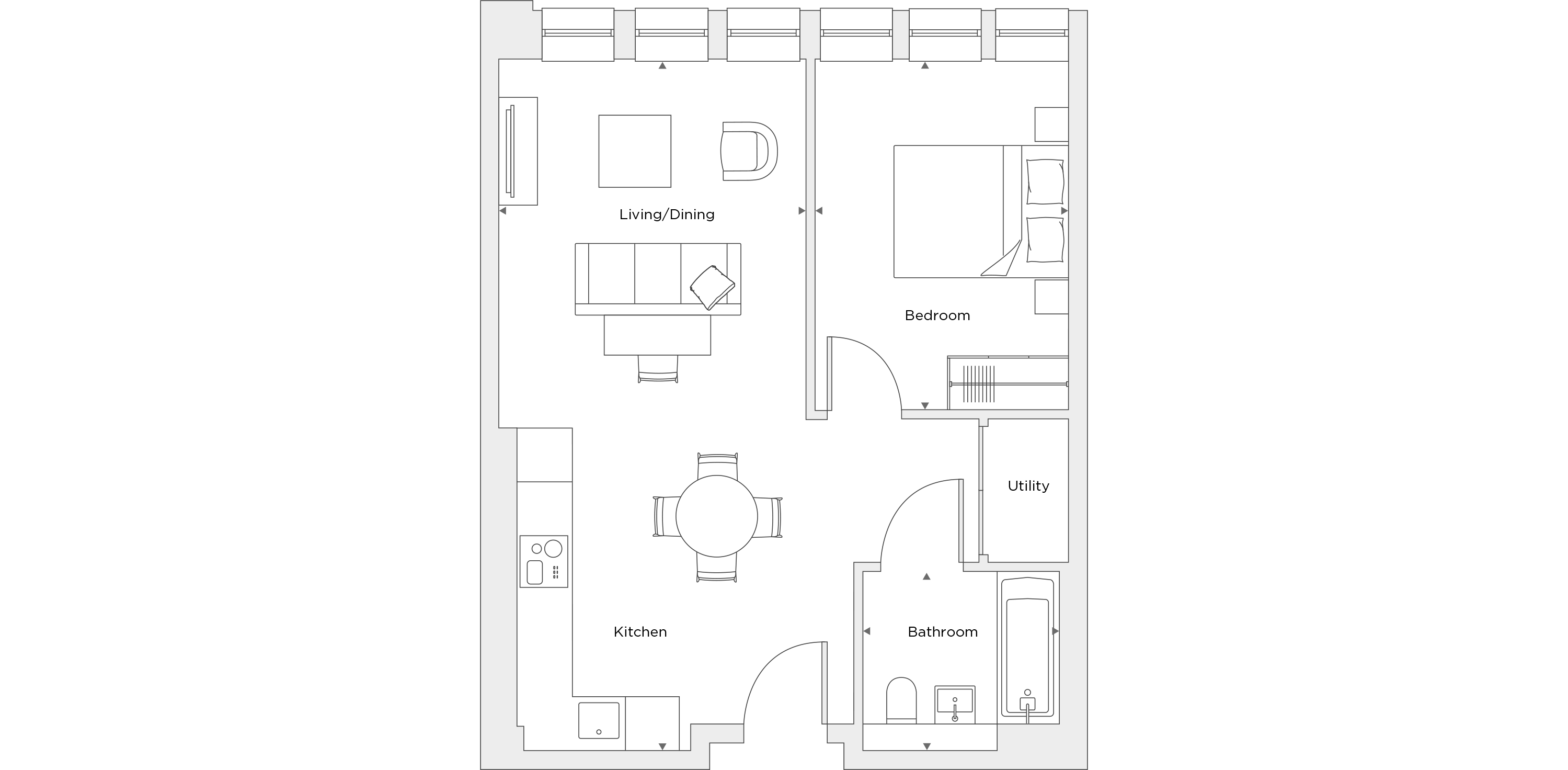 One Bedroom Apartment B.1.03 Floor Plan