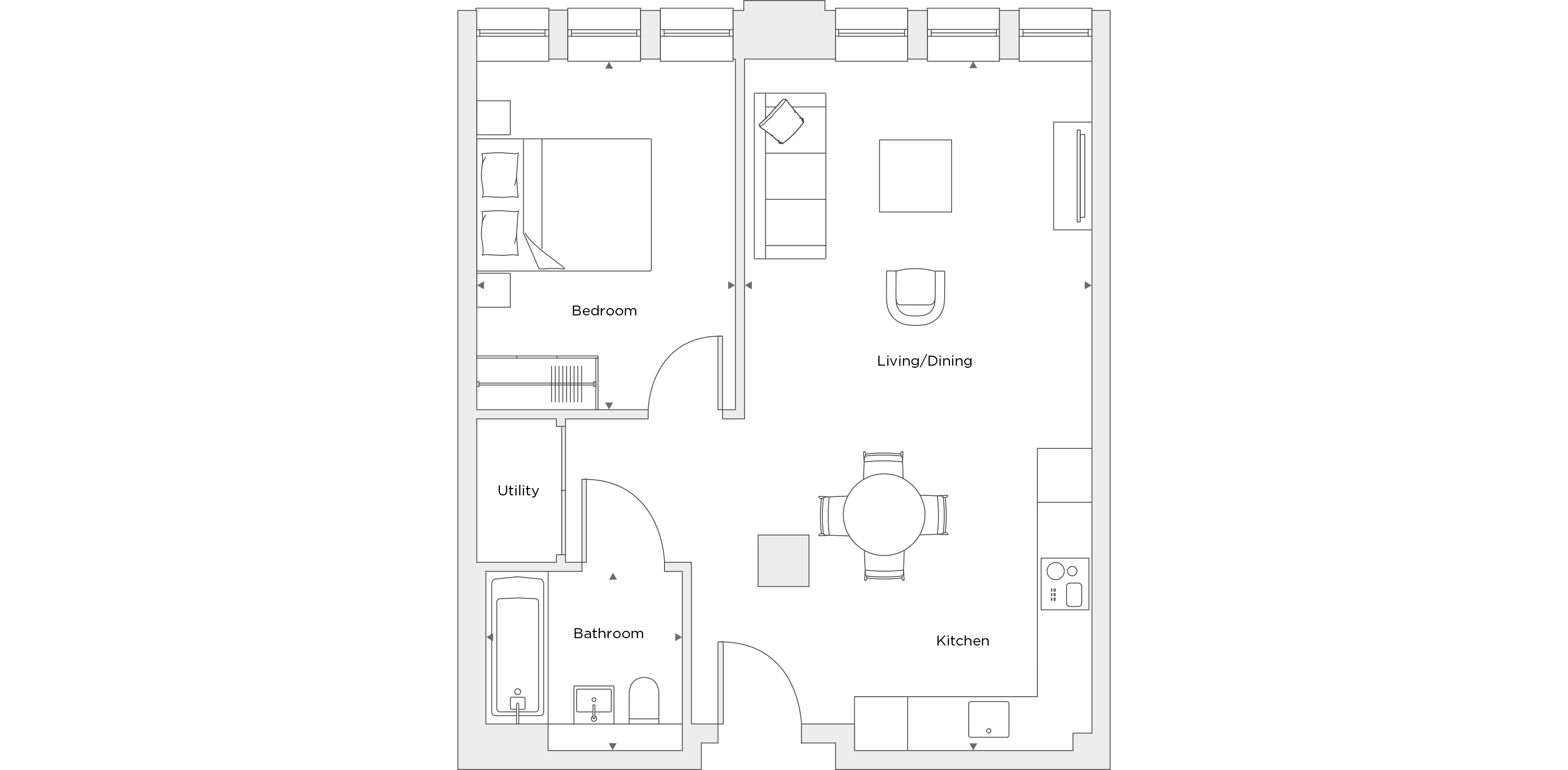 One Bedroom Apartment B.1.04 Floor Plan