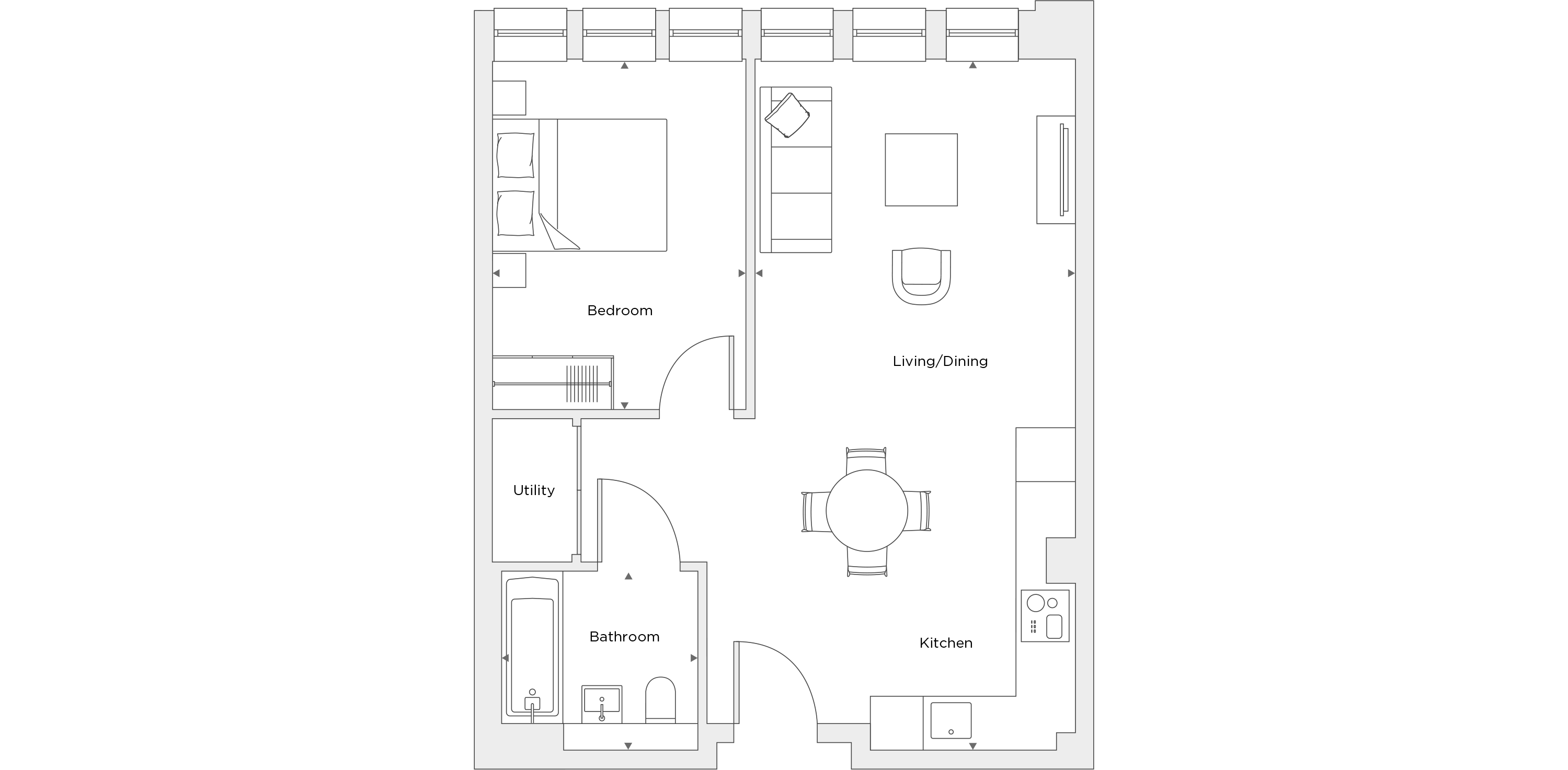 One Bedroom Apartment B.1.05 Floor Plan