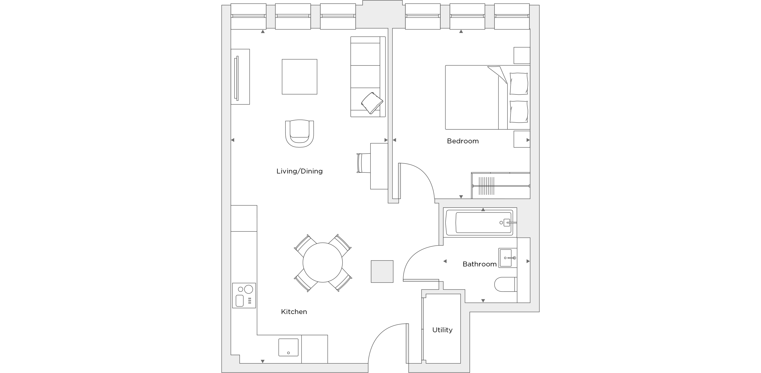 One Bedroom Apartment B.1.09 Floor Plan