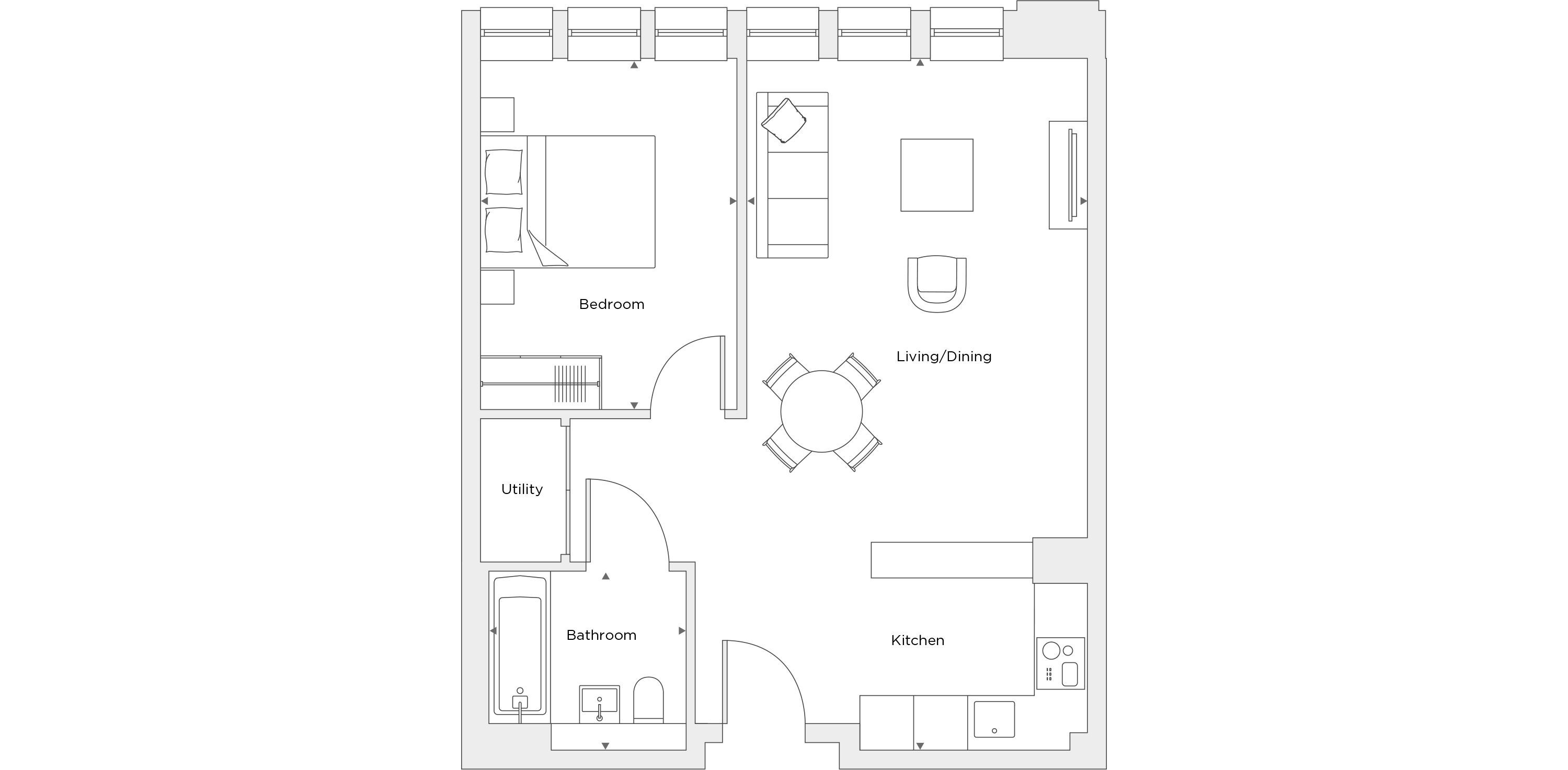 One Bedroom Apartment B.1.10 Floor Plan