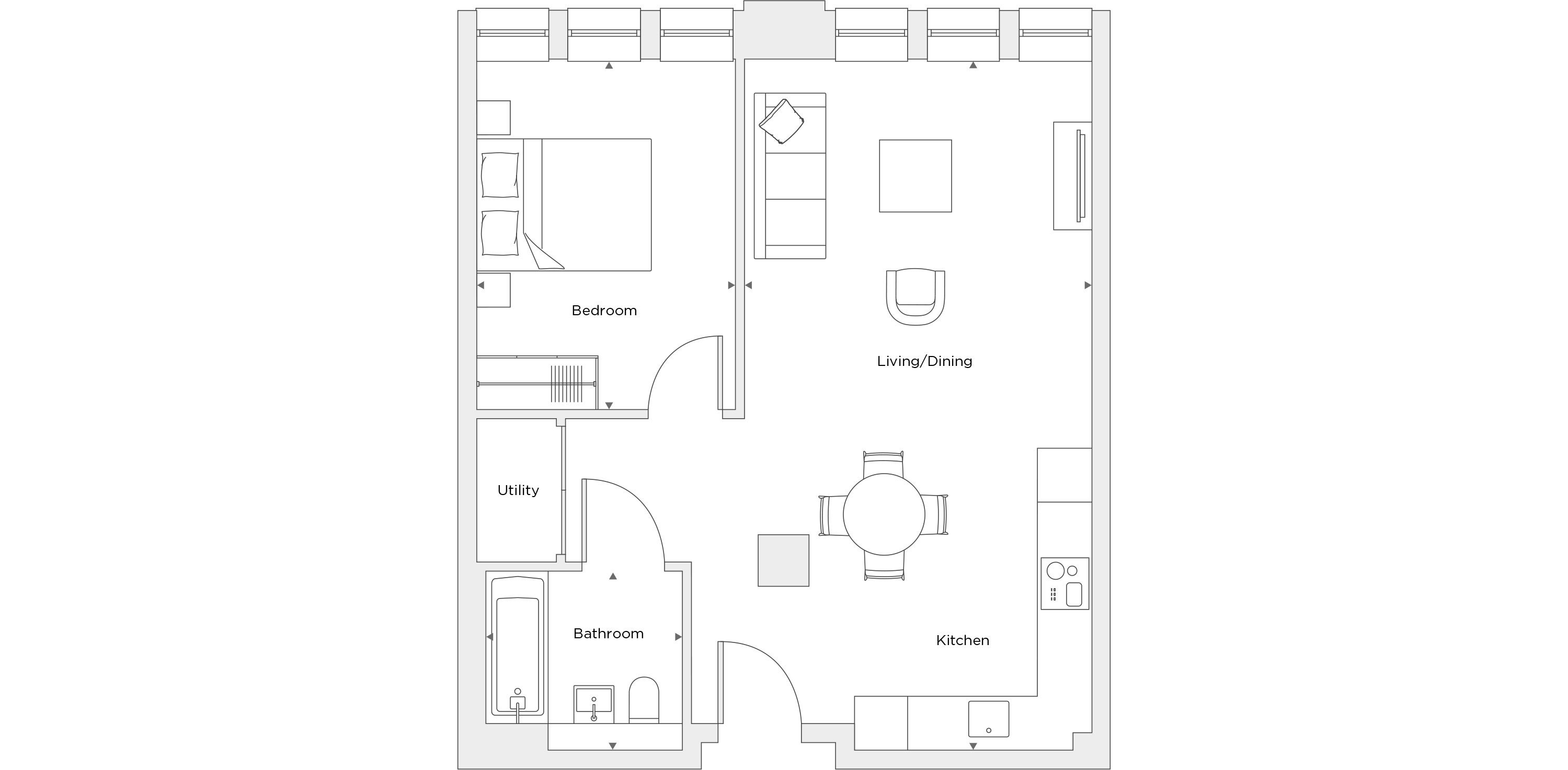 One Bedroom Apartment B.2.04 Floor Plan